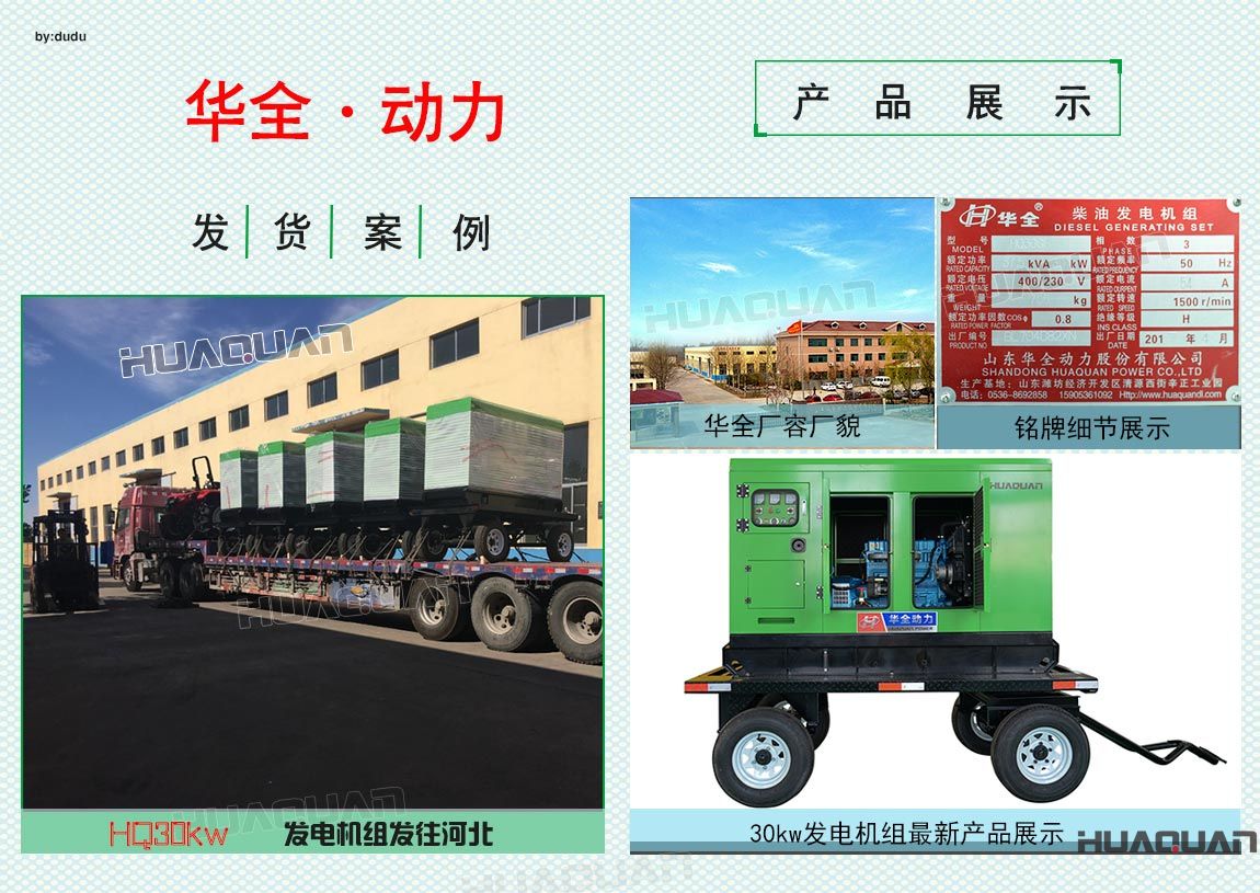 華全動(dòng)力5臺30kw發(fā)電機(jī)組于6月5日發(fā)往河北